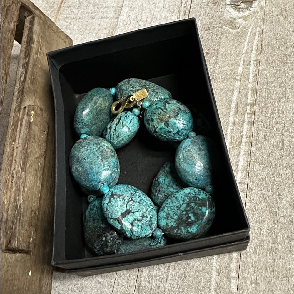 Kenneth Jay Lane euc vintage chunky turquoise crystal rock gemstone necklace - Picture 8 of 8
